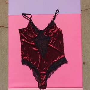 Elegant Velvet Lace Bodysuit Valentine's Day